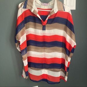 Romeo and Juliet off the shoulder loose fitting collared shirt size small